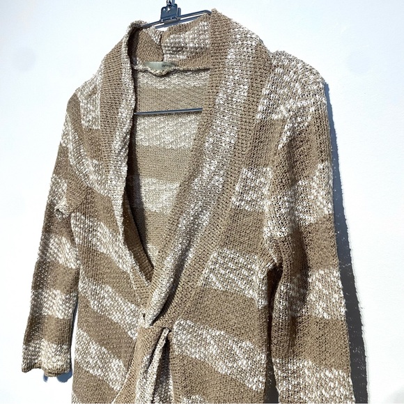 🛍️ 4 for 20$ / Smart Set Stripes Open Neck Sweater / Tan / S - Picture 4 of 10